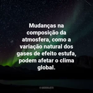 Mudanças na composição da atmosfera, como a variação natural dos gases de efeito estufa, podem afetar o clima global.