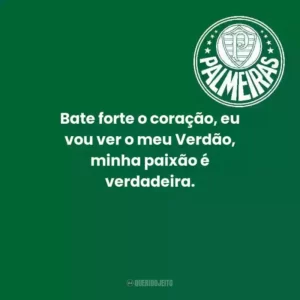 Bate forte o coração, eu vou ver o meu Verdão, minha paixão é verdadeira.