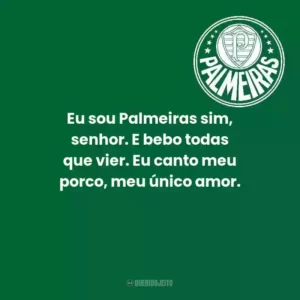 Eu sou Palmeiras sim, senhor. E bebo todas que vier. Eu canto meu porco, meu único amor.