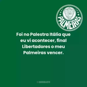 Foi no Palestra Itália que eu vi acontecer, final Libertadores o meu Palmeiras vencer.