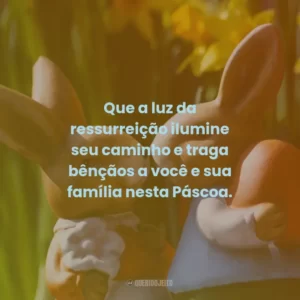 Que a luz da ressurreição ilumine seu caminho e traga bênçãos a você e sua família nesta Páscoa.