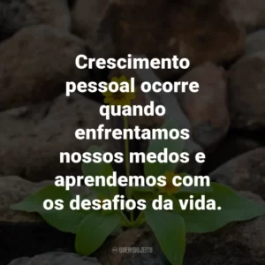 Crescimento pessoal ocorre quando enfrentamos nossos medos e aprendemos com os desafios da vida.