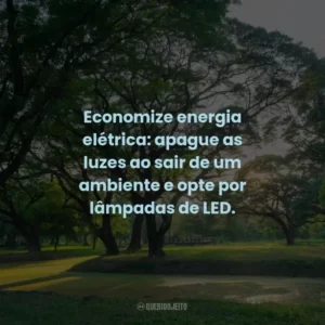 Economize energia elétrica: apague as luzes ao sair de um ambiente e opte por lâmpadas de LED. 💡