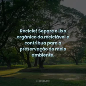 Recicle! Separe o lixo orgânico do reciclável e contribua para a preservação do meio ambiente. ♻️