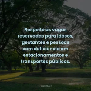 Respeite as vagas reservadas para idosos, gestantes e pessoas com deficiência em estacionamentos e transportes públicos. ♿