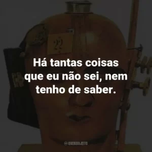 Há tantas coisas que eu não sei, nem tenho de saber.