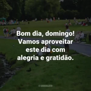Bom dia, domingo! Vamos aproveitar este dia com alegria e gratidão.