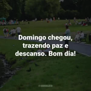 Domingo chegou, trazendo paz e descanso. Bom dia!
