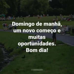 Domingo de manhã, um novo começo e muitas oportunidades. Bom dia!