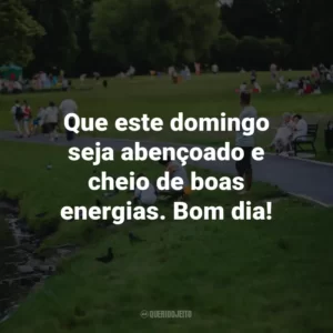 Que este domingo seja abençoado e cheio de boas energias. Bom dia!