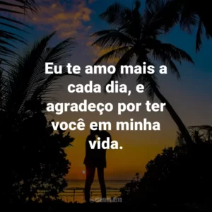 Eu te amo mais a cada dia, e agradeço por ter você em minha vida.