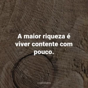 A maior riqueza é viver contente com pouco.