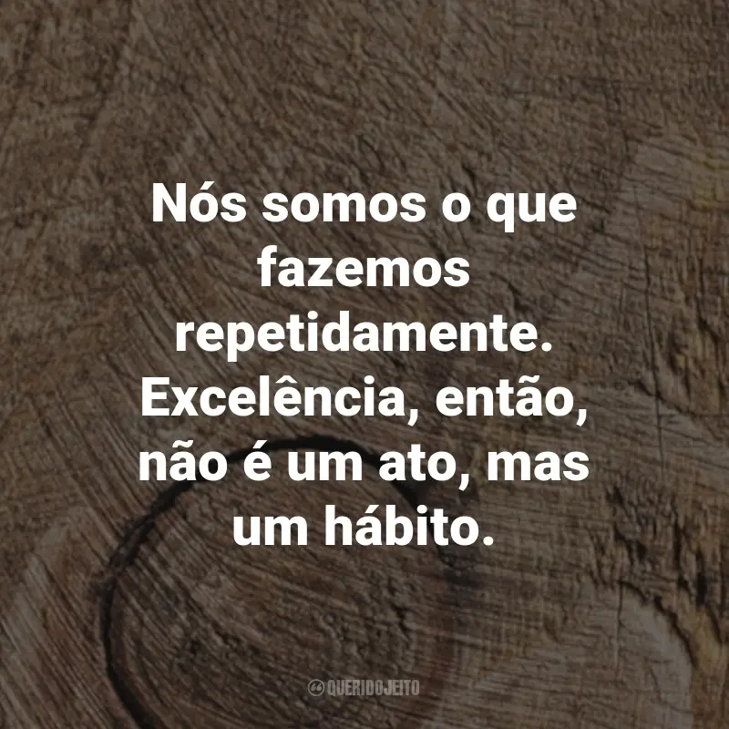 Nós somos o que fazemos repetidamente. Excelência, então, não é um ato ...