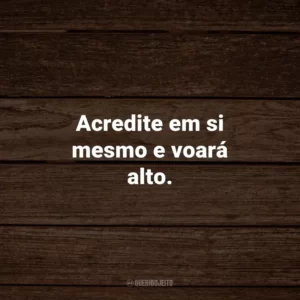 Acredite em si mesmo e voará alto.