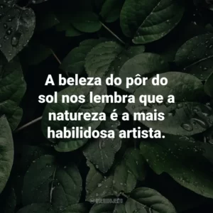 A beleza do pôr do sol nos lembra que a natureza é a mais habilidosa artista.