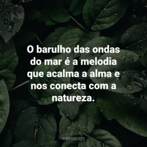 O barulho das ondas do mar é a melodia que acalma a alma e nos conecta com a natureza.