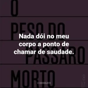 Nada dói no meu corpo a ponto de chamar de saudade.