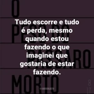 Tudo escorre e tudo é perda, mesmo quando estou fazendo o que imaginei que gostaria de estar fazendo.