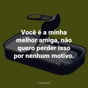 Você é a minha melhor amiga, não quero perder isso por nenhum motivo.