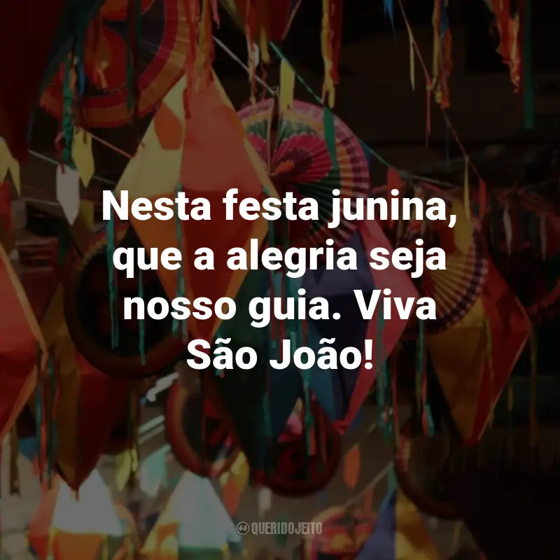 Frases de São João: Nesta festa junina, que a alegria seja nosso guia. Viva São João!