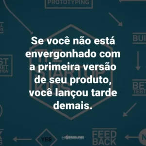 Se você não está envergonhado com a primeira versão de seu produto, você lançou tarde demais.