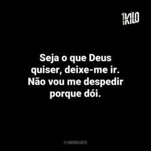 Seja o que Deus quiser, deixe-me ir. Não vou me despedir porque dói.