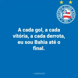 A cada gol, a cada vitória, a cada derrota, eu sou Bahia até o final.