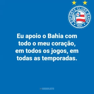 Eu apoio o Bahia com todo o meu coração, em todos os jogos, em todas as temporadas.