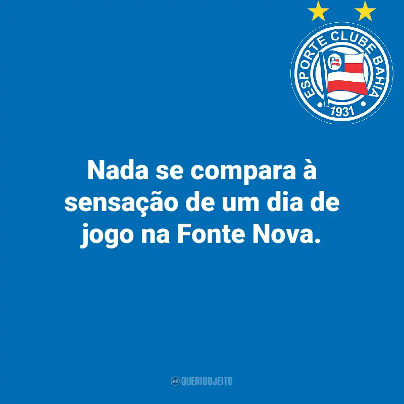 Frases do Esporte Clube Bahia: Nada se compara à sensação de um dia de jogo na Fonte Nova.