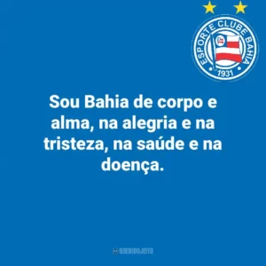 Sou Bahia de corpo e alma, na alegria e na tristeza, na saúde e na doença.