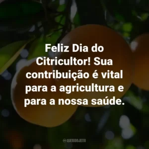 Feliz Dia do Citricultor! Sua contribuição é vital para a agricultura e para a nossa saúde.