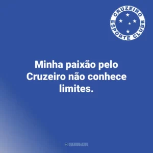 Minha paixão pelo Cruzeiro não conhece limites.