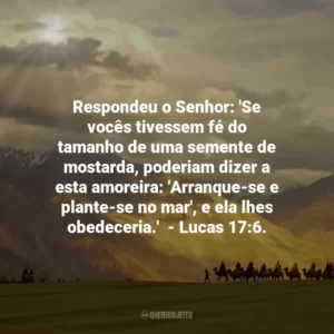 Respondeu o Senhor: ‘Se vocês tivessem fé do tamanho de uma semente de mostarda, poderiam dizer a esta amoreira: ‘Arranque-se e plante-se no mar’, e ela lhes obedeceria.’  – Lucas 17:6.