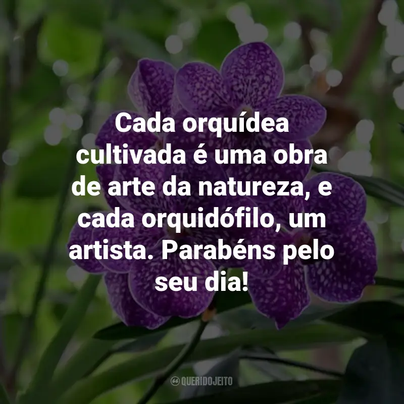 Frases para o Dia do Orquidófilo: Cada orquídea cultivada é uma obra de arte da natureza, e cada orquidófilo, um artista. Parabéns pelo seu dia!