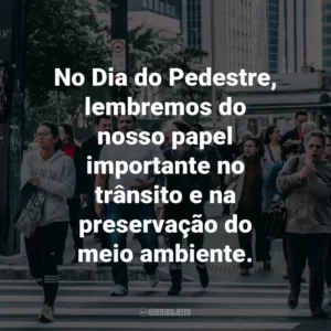 No Dia do Pedestre, lembremos do nosso papel importante no trânsito e na preservação do meio ambiente.