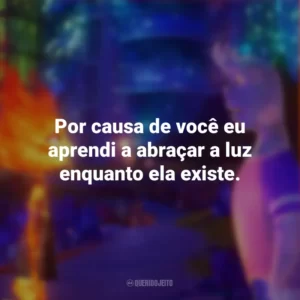 Por causa de você eu aprendi a abraçar a luz enquanto ela existe. Elementos (Filme)