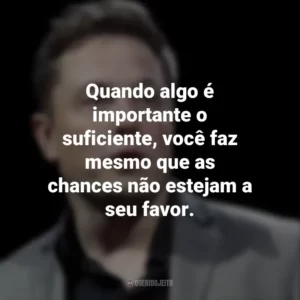 Quando algo é importante o suficiente, você faz mesmo que as chances não estejam a seu favor. Elon Musk