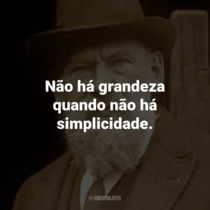 Não há grandeza quando não há simplicidade.