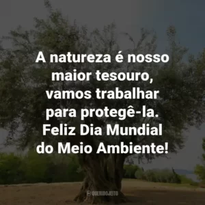 A natureza é nosso maior tesouro, vamos trabalhar para protegê-la. Feliz Dia Mundial do Meio Ambiente!