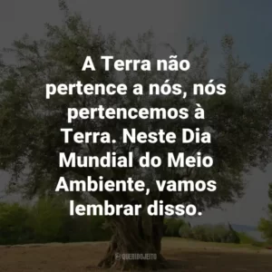 A Terra não pertence a nós, nós pertencemos à Terra. Neste Dia Mundial do Meio Ambiente, vamos lembrar disso.