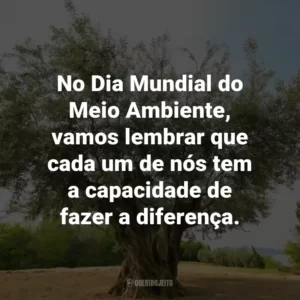No Dia Mundial do Meio Ambiente, vamos lembrar que cada um de nós tem a capacidade de fazer a diferença.