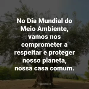 No Dia Mundial do Meio Ambiente, vamos nos comprometer a respeitar e proteger nosso planeta, nossa casa comum.