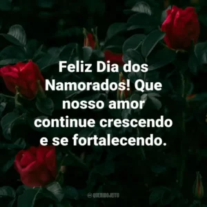Feliz Dia dos Namorados! Que nosso amor continue crescendo e se fortalecendo.