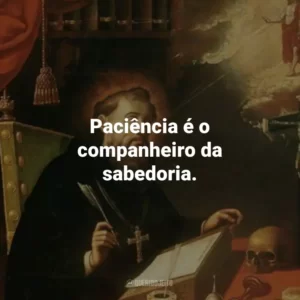 Paciência é o companheiro da sabedoria.