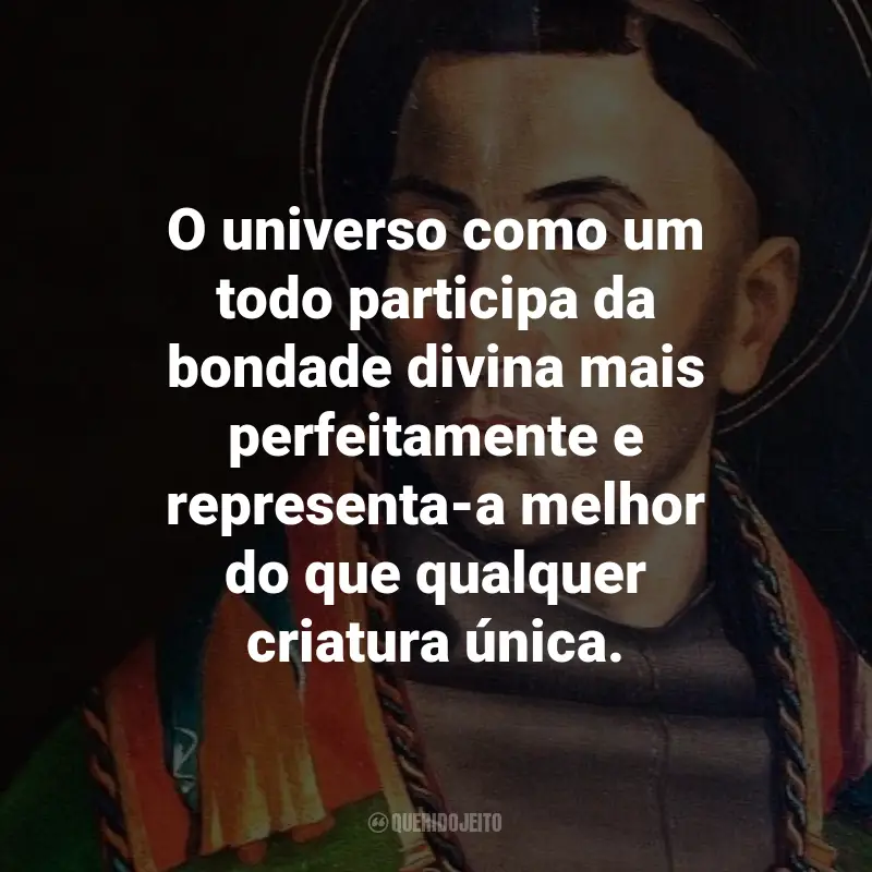 Frases de São Boaventura: O universo como um todo participa da bondade divina mais perfeitamente e representa-a melhor do que qualquer criatura única.