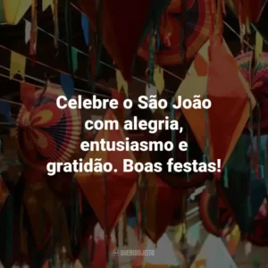 Celebre o São João com alegria, entusiasmo e gratidão. Boas festas!