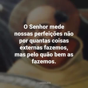 O Senhor mede nossas perfeições não por quantas coisas externas fazemos, mas pelo quão bem as fazemos. São João da Cruz
