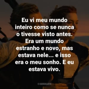 Eu vi meu mundo inteiro como se nunca o tivesse visto antes. Era um mundo estranho e novo, mas estava nele… e isso era o meu sonho. E eu estava vivo. – Rose DeWitt Bukater.