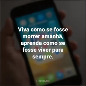 Viva como se fosse morrer amanhã, aprenda como se fosse viver para sempre. Frases de Arrepiar para Status