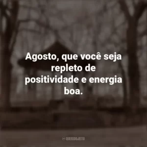Agosto, que você seja repleto de positividade e energia boa. Bem-Vindo Agosto